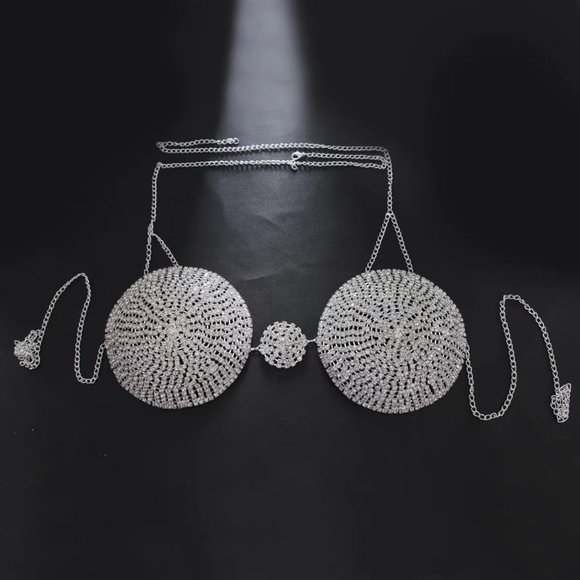 Other - Sexy Silver Chain Bra,Rave Outfit,Festival Jewelry, Body Jewelry,boho